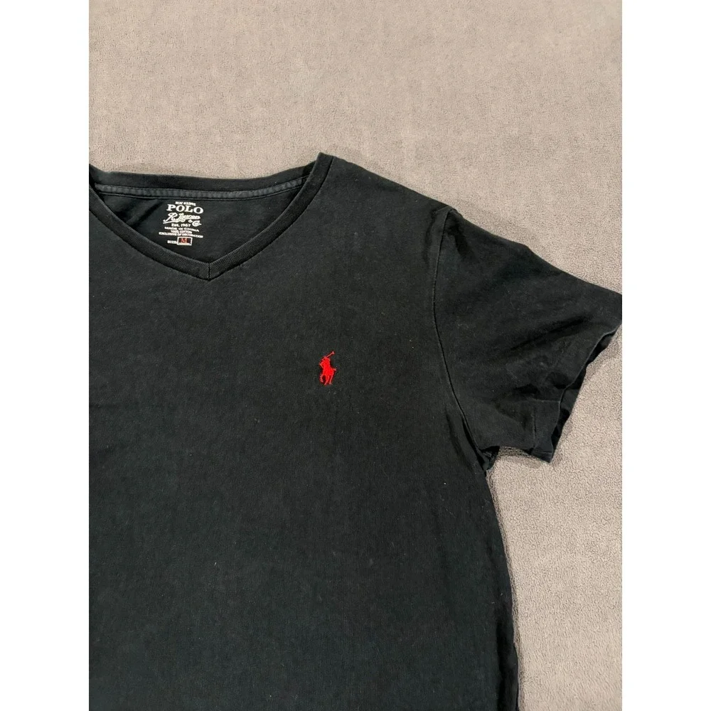 Polo Ralph Lauren T Shirt Mens Medium Black Cotton Embroidered logo Short Sleeve